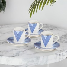 GÜRAL PORSELEN Camelia 4 Parça 2 Kişilik Kahve Fincan Takımı 62452  Lacivert