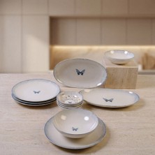 GÜRAL PORSELEN Flora Blue 12 Parça 4 Kişilik Yemek Takımı 48833