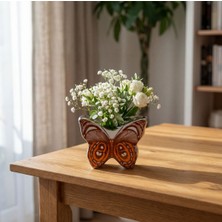Güral Porselen El Dekoru Kelebek Tasarımlı Dekoratif Porselen Vazo Turuncu 13X10 cm
