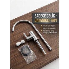 Segy Home Su Arıtma Musluğu - Tek Kollu Arıtıcı Tezgah Üstü Bataryası (Montaj Seti Dahil)  360° Döner Kuğu Boyunlu Arıtıcı Bataryası