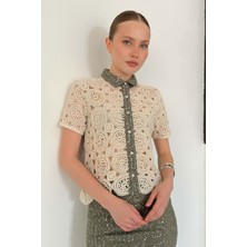 Very Moda Kot Detaylı Dantel Gömlek | D2795