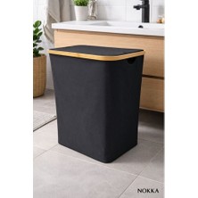 Porsima PBT-717 Bambu 2 Bölmeli Keten Banyo Kirli Çamaşır Sepeti Banyo Düzenleyici Sepet