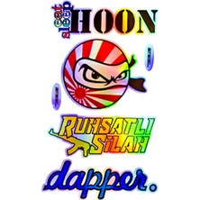 Aydogan's Eat Sleep Hoon Ruhsatlı Silah Dapper Yazılı Hologram Efektli Arka Cam Stickeri 30X20CM