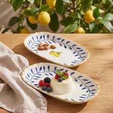 Güral Porselen Limon Desenli 2li 24 cm Porselen Kayık Tabak Seti