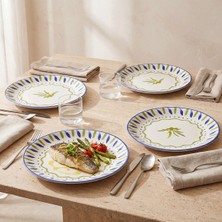 GÜRAL PORSELEN Zeytin Dalı 25 cm 4lü  Servis Tabağı Seti 6515