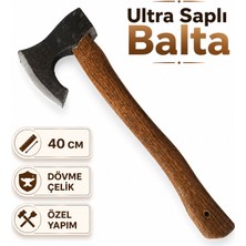 Badem10 Ultra Saplı Balta 40 cm Keskin Çelik Ağızlı Odun Kırma Doğrama Kesme Kamp Piknik Bahçe Baltası