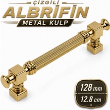 Badem10 Albrifin 128 mm 12,8 cm Çizgili Metal Modern Kulp Mobilya Dolap Çekmece Mutfak Kapak Kulpu Gardırop