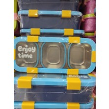 MUZEKO Enjoytime 3 Bölmeli Paslanmaz Çelik Yemek Kabı Sızdırmaz Kapaklı Taşınabilir Diyet Beslenme Kabı 500ML  HC67125  LACİVET