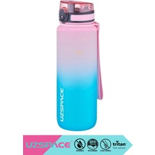 Uzspace 350ML-500ML-800ML-1000ML-1500ML Yeni Koleksiyon Çift Renkli Soft-Touch Serisi Askılı Akıtmaz Motivasyonel Tritan Su Matarası