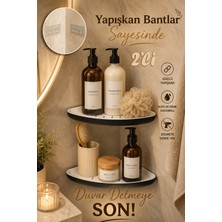 Porsima 0447 2'li Istiridye Banyo Köşe Rafı - Yapışkanlı Duş Rafı Banyo Düzenleyici Organizer - Siyah