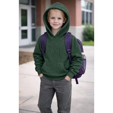 Baharoğlu Unisex Selanik Kumaş Pamuklu Kışlık Okul Kıyafeti Kız-Erkek Kapüşonlu Düz Sweatshirt