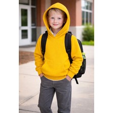 Baharoğlu Unisex Selanik Kumaş Pamuklu Kışlık Okul Kıyafeti Kız-Erkek Kapüşonlu Düz Sweatshirt