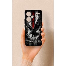 Vip Case Redmi Note 13 Pro Plus Uyumlu Kara Kartal Desenli Silikon Kılıf