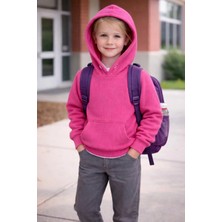Baharoğlu Unisex Selanik Kumaş Pamuklu Kışlık Okul Kıyafeti Kız-Erkek Kapüşonlu Düz Sweatshirt