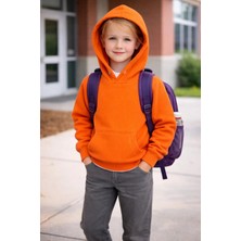 Baharoğlu Unisex Selanik Kumaş Pamuklu Kışlık Okul Kıyafeti Kız-Erkek Kapüşonlu Düz Sweatshirt