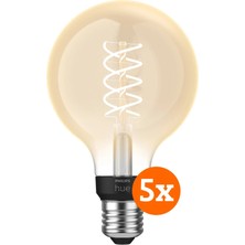 Philips Hue Filament Light White Globe E27 5-Pack