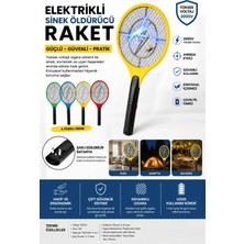 FALEYSA Powerkill Elektrikli Sinek Öldürücü Şarjlı Raket 3000V Güçlü Sivrisinek Kovucu USB Şarjlı Electric Mosquito Swatter