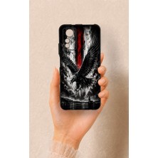 Vip Case Redmi Note 12S Uyumlu Kara Kartal Desenli Silikon Kılıf