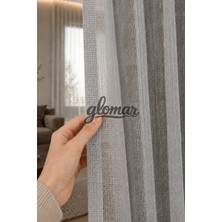 Glomar Petek Desenli Bej Tül Perde 1/3 Pileli Salon Oturma Odası Korniş Düğmeli Hazır Tül Perde Yeni