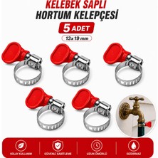 Nzb Kelebek Saplı Hortum Kelepçesi [5 Adet] 13X19 mm Vidalı Paslanmaz Çelik Ayarlanabilir Boru Klipsi