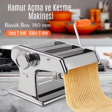 Go İthalat Tuğra Çelik 180MM Büyük Boy Paslanmaz Çelik Kollu Erişte Makarna Hamur Açma Kesme Makinesi Yerli