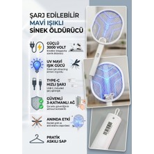 Segy Home TYPE-C Şarjlı UV Işıklı Sinek Öldürme Raketi Şarj Göstergeli Kendiliğinden Askılı Elektrikli Sinek Kovucu Güvenli Kullanım