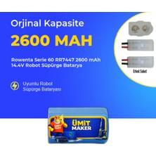 Ümit Maker Rowenta Serie 60 RR7447 2600 Mah 14.4V Robot Süpürge Batarya