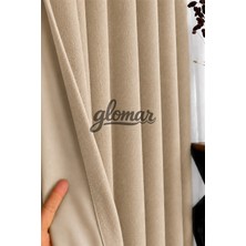 Glomar Keten Double Blackout Lacivert Fon Perde Karartma 1/3 Pileli Kornişli Yoğun Keten Işık Geçirmez