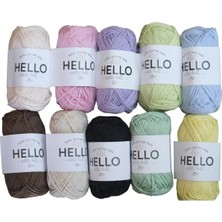 Hello 10'lu % 100 Cotton Pastel Ip Seti - Cotton Ip Seti Amıgurumi Ip Seti