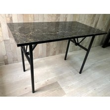 Bahçe Balkon Çayseti Masası Siyah Mermer Desenli 90X50CM Orta Sehpa, Yan Sehpa, Sehpa, Masa