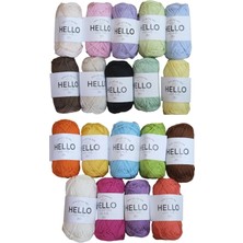 Hello %100 Cotton Ip Seti Canlı - Pastel Renk Karışık Ip Seti 19 'lu Ip Seti - Amigurumi Punch Ip Seti