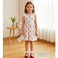 Rengoo Kids Kırmızı Kalpli Kız Çocuk Elbise