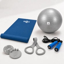 Rebuwo Evde Pilates ve Fitness Seti - Pilates Matı 4mm + 65 cm Pilates Topu + Silikon Direnç Lastiği + Ayak Masaj Pedi