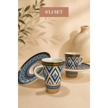 Edora Home Türk Kahvesi Fincan Takımı Içe Geçmeli Mosaic Mask 6 Kişilik 12 Parça