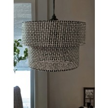 St. Morritz Prens 2 Katlı Modern Siyah Beyaz Doğal Hazeran Kumaş Plastik Tel Sarkıt Avize Salon Yatak Odası