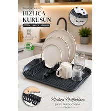Porsima 1213 Antrasit Çok Amaçlı Bulaşık Tepsisi Bulaşıklık Tezgah Üstü Kurutmalık Durulama Matı Bulaşık Sepeti