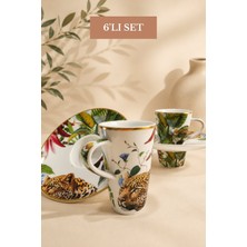 Edora Home Türk Kahvesi Fincan Takımı Içe Geçmeli Safari Bloom 6 Kişilik 12 Parça