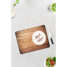 St. Morritz Afiyet Olsun | Ahşap Görünümlü | Cam Kesme Tahtası - Cam Kesme Tablası | 30CM x 40CM