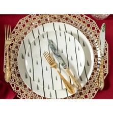 St. Morritz Pine Tree Grain Porselen Pasta Tabağı 21 cm Koyu Yeşil
