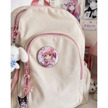 Fynbos Puella Magi Madoka Magica Rozet 44 mm | Madoka Kaname Anime Çanta Rozeti, Iğneli Buton Kıyafet Aksesuarı