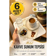 St. Morritz 6 Adet ????çizilmez & El Izi Göstermez ???? Kahve Sunum Tepsi ???? Mat Silver Çiçekli???? Beyaz El Izi Yapmaz || El Kesmez || Servis Tepsisi Misafir Sunum Çay Tepsisi Metal Tepsi Sunumluk Metal