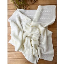 St. Morritz Triko Tek Kat Bebek Battaniye Krem 90×100 Cm-Zincir Desenli