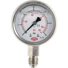 St. Morritz 0-250 Bar Çap Ø63 mm Alttan Bağlantılı Gliserinli Manometre