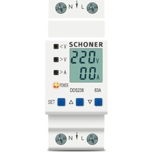 Schoner® Gerilim Koruma Rölesi Yüksek Alçak Voltaj Akım Koruma Monofaze 63A Voltaj Koruyucu