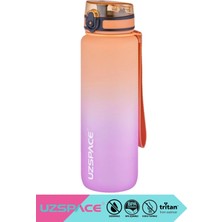 Uzspace 350ML-500ML-800ML-1000ML-1500ML Yeni Koleksiyon Çift Renkli Soft-Touch Serisi Askılı Akıtmaz Motivasyonel Tritan Su Matarası
