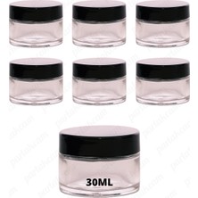 St. Morritz 30ML Şeffaf Renk Krem Kavanozu Cam Krem Kutusu Siyah Renk Koruma Kapaklı 30CC Cam Kavanoz 6 Adet
