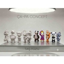 Ça-pa Concept Maşa Ile Koca Ayı ve Arkadaşları Taş Tozu Boyanabilir Figür Seti.çocuklar Için Yaratıcı Hobi ve Boyama Kutusu