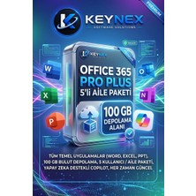 Keynex Office 365 Pro Plus 5'li Aile Paketi - 100 GB Bulut & Tüm Uygulamalar