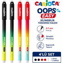 Carioca Carıoca Oops Easy Silinebilir Tükenmez Kalem 4'lü Set  2 Adet Siyah + 2 Adet Kırmızı