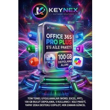 Office 365 Pro Plus Aile Hesabı (5 Kullanıcı) + 100 GB Depolama & Yapay Zeka Copilot